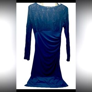 Chaps Size M Elegant Navy Blue Lace Dress